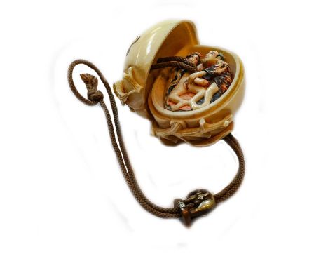 Japanese Meiji period Erotic Shibayama Manju Netsuke 
