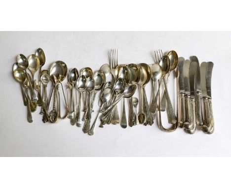 A Collection of Assorted Silver Flatware, Various Makers and Dates, various patterns, including sets of tea or coffee-spoons;