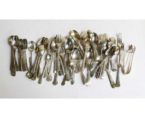 A Collection of Assorted Silver Flatware, Various Makers and Dates, including: a set of cake-forks; various tea and coffee-sp