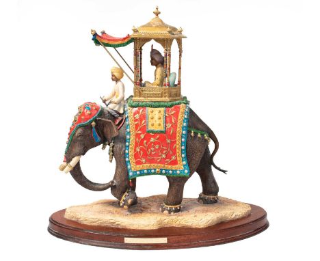Model No. L152 by Richard Roberts, limited edition 216/350, on wood base (a.f)The tip of one of the tusks has been cleanly br