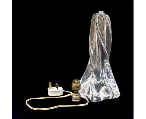 A Baccarat glass twist formed table lamp baseGlass with wear and scratching to the underside, free from chips and cracks, lig