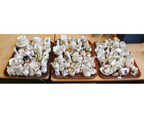 A large quantity of assorted crested China including Goss and Arcadian