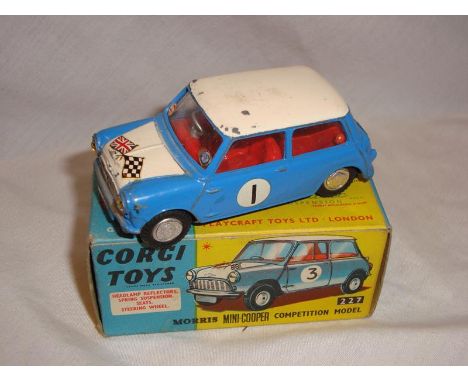 A Corgi number 227 Morris Mini Cooper competition model R/N1 - F(paint chipping) in a G box