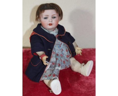 Bahr & Proeschild, 585 F, German 1900's. A bisque head character toddler doll. With sleeping blue glass eyes, open mouth, two