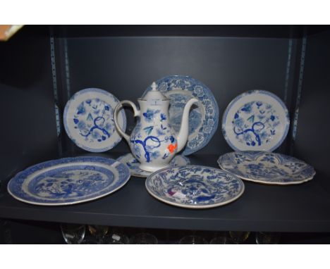 A selection of blue and white ware ceramics including Royal Grafton Dynasty, Spode and Chinese style