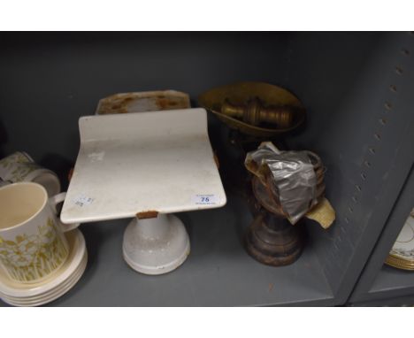 Two kitchen scale sets one with brass weights