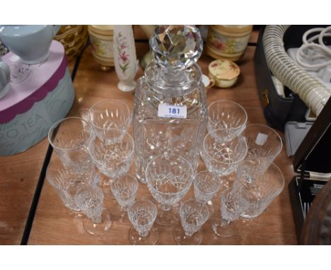 A selection of vintage Edinburgh crystal glasses including four tumblers, five wine glasses and six sherry glasses also inclu