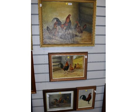 A selection of poultry related art works and print including original oil on canvas of Cockerel
Signed Audrey Gabbert
Good co