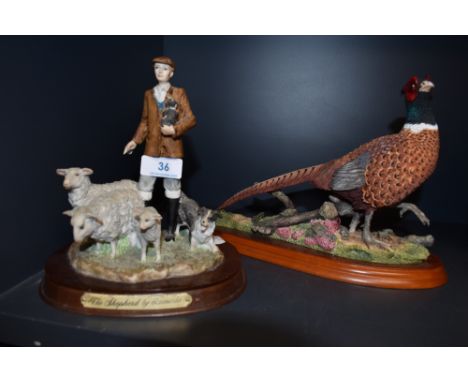 A Border Fine art style figure base and similar pheasant figure