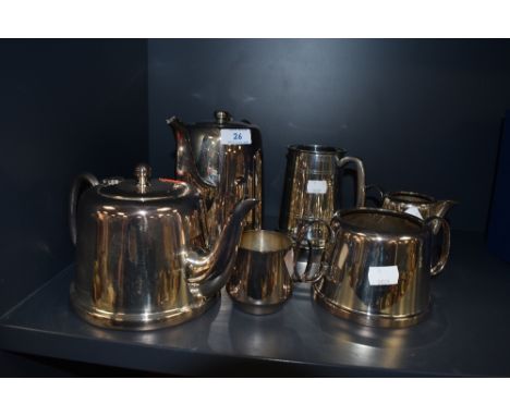 A tea set in polished steel with art deco design