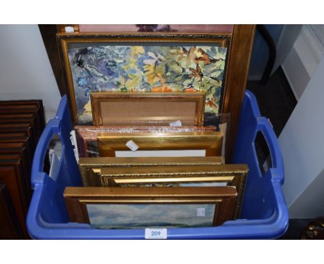 A selection of original art works and picture frames including oils and watercolour