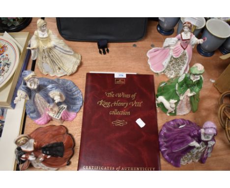 A selection of historical ceramic figures by Wedgwood King Henry six Wives with certificate