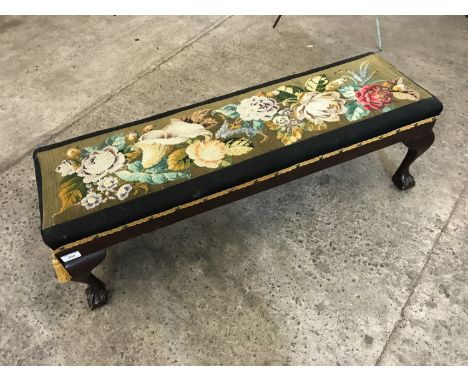 A tapestry hearth stool, 101 x 32 x 33 cm