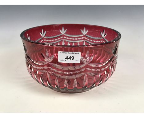 A ruby flashed and cut glass fruit bowl