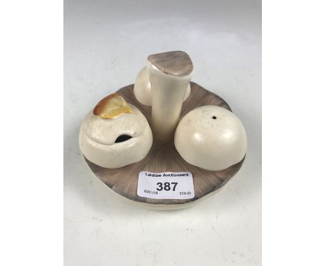 A Carlton Ware mushroom form condiment set