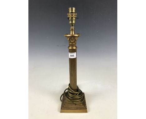 A contemporary brass columnar table lamp, 40 cm