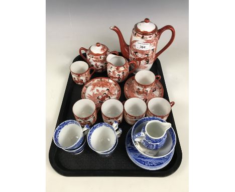 A 'lucky' Japanese tea set together with Spode coffee cans and saucers etc