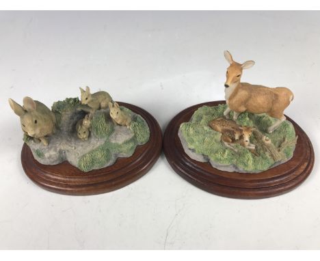 Two Chiltern figurines depicting rabbits and deer
