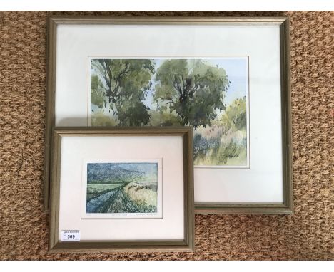 Two contemporary landscape views, including a painterly woodland scene by Alan Oliver, framed and mounted under glass, 24 x 3