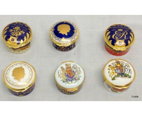 5 Royal Worcester commemorative pill boxes with 1 limited Edition Spode