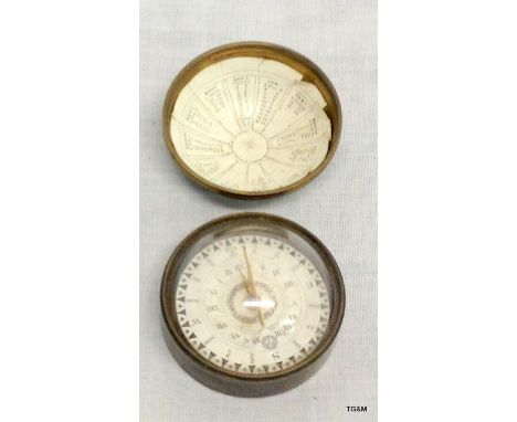A Victorian brass mounted sundial/compass by Pizzal - Hatton garden - London
