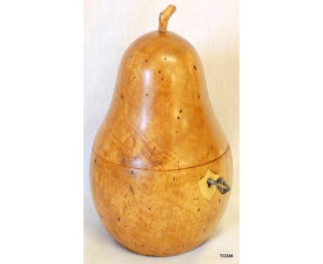 A fruitwood Tea caddy in the shape of a pear