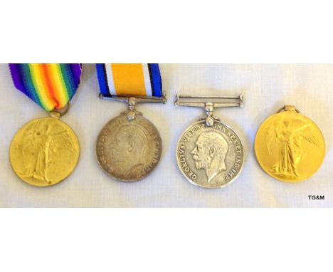 Two WW1 medal pairs to 9541 Private J Gardiner of the Argyll & Sutherland Highlanders and 048978 Private JA Young of the Army