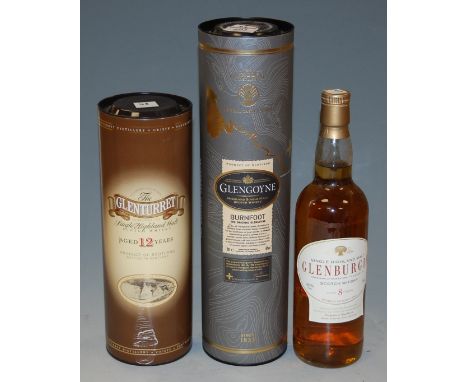 Glenturret aged 12 years single Highland malt scotch whisky, 70cl, 40%, in carton; Glengoyne Burnfoot single malt Scotch whis