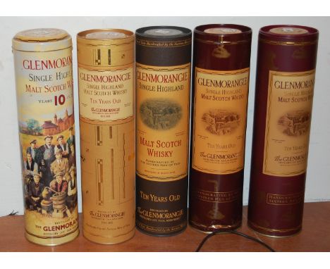 Glenmorangie single Highland malt scotch whisky, 10 years old, five bottles, 75cl, 40%, with tin cartons (5)