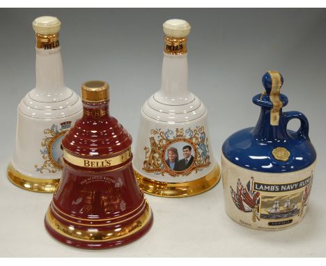 Six various Bell's commemorative scotch whisky decanters, each 70cl and one other 50cl example, one 50cl decanter only; and t