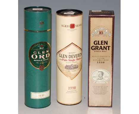 Glendeveron Highland pure single malt Scotch whisky, aged 10 years, 1990, 70cl, 40%, in carton; Glenord single malt Scotch wh