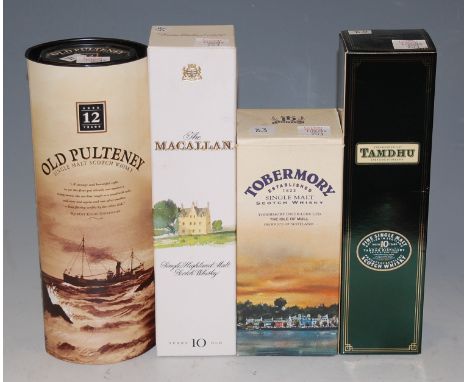 The Macallan 10 year old single Highland malt scotch whisky, 70cl, 40%, in carton; Old Pulteney aged 12 years single malt sco