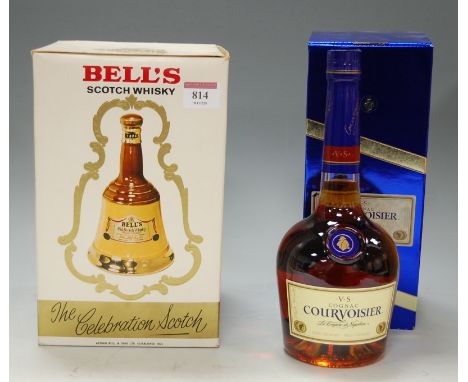 Bell's scotch whisky, in celebration commemorative decanter, 75cl, boxed; and a V.S.O.P. Cognac Courvoisier, 70cl, 40%, boxed