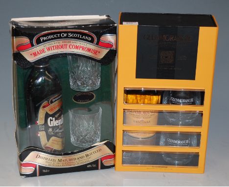 Glenmorangie Highland single malt scotch whisky gift set, aged 10 years, 70cl, 40%, with two glasses, in gift carton; and a G