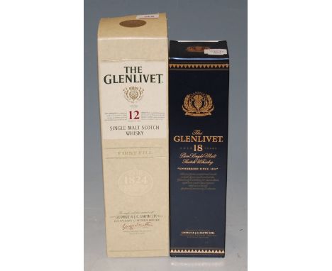 Glenlivet aged 12 years single malt scotch whisky, 1 litre, 40%, in carton; and one other Glenlivet aged 18 years pure single