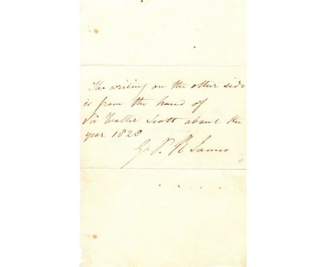 SCOTT WALTER: (1771-1832) Scottish Novelist. Autograph Address Panel, unsigned, one page, 8vo, n.p., n.d., addressed in the n