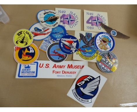 Military Stickers &amp; Assorted Patches: 	Military Aviation Stickers NATO AWACS, NATO 1949-89 x2,Fokker Sentinel, Westland S