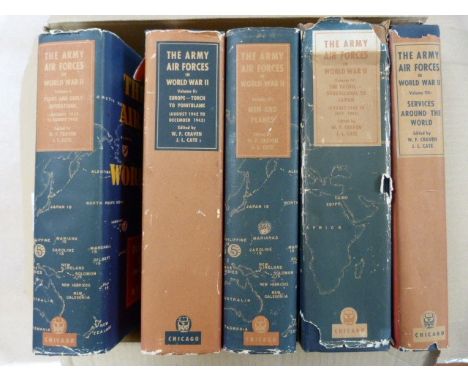 The Army Air Forces in World War II Books 	Five volumes all with Dust Jackets and believed to be part of an original seven vo