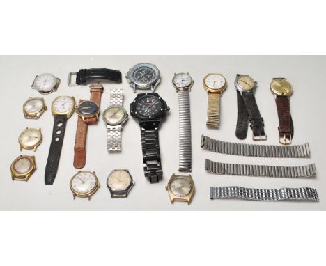 A collection of retro vintage 20th century wristwatch’s to include Timex, Presta, Breitling, Constructa, Lucerne, Sekonda, Sw