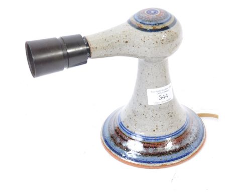 Allpase Of Denmark - A mid century studio pottery wood-fired kiln made table lamp. The angular ray-gun inspired shape with ge
