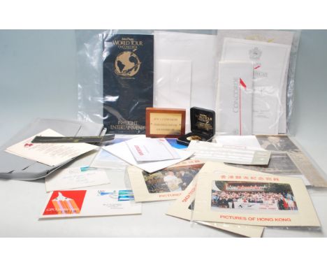 &nbsp;A collection of Concorde related ephemera celebrating its round the world tour dated 8-23 Nov 1986 to include, a John P