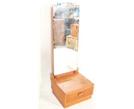 A good 1930's Art Deco Cotswold school golden oak pedestal drawer cheval mirror . The adjustable, bevelled mirror of tall rec