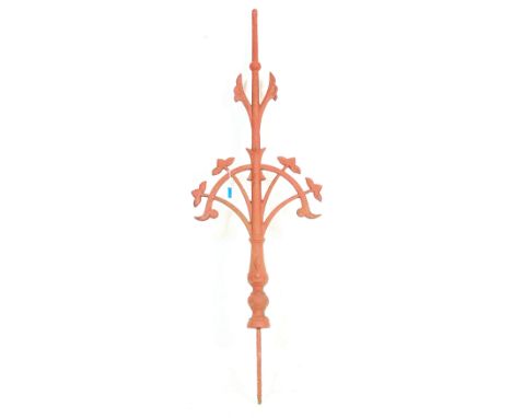 A Victorian 19th Century cast iron weather vane / lightning rod / roof cresting finial having a central spire over a pair of 