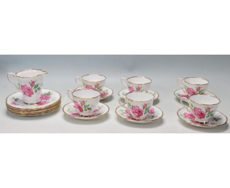 A vintage 20th century Royal Staffordshire bone china Berkeley Rose six person tea service comprising of six cups, six saucer