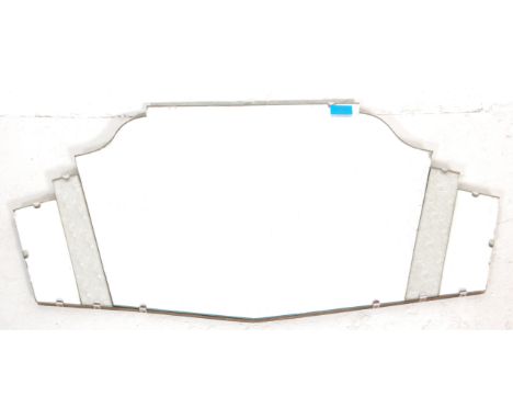 An Art Deco 1930's five panel glass fan shaped wall overmantel wall mirror with two silver side panels, bevelled edge and woo