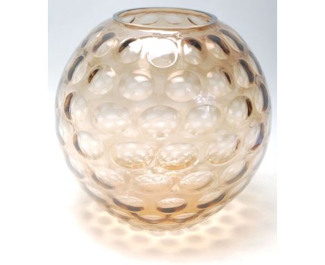Max Kannegiesser - Borske Sklo - Optic Olive - A mid 20th century Bohemian Czechoslovakian Czech studio art glass vase of glo