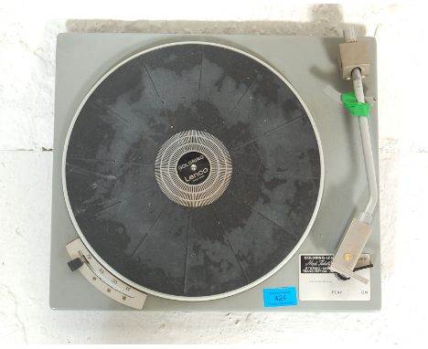 A retro vintage Goldring Lenco high fidelity turntable record player transcription unit in grey.