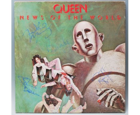 Queen - News Of The World - an exceptionally rare full band autographed original vinyl LP record ' News Of The World '. Signe