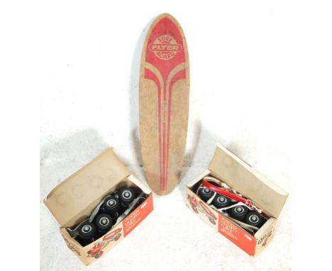 A pair of retro vintage mid century originals Ashby quality roller skates in original box, never been used, together with a F