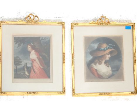 Edward Stodart(1841-1914) -&nbsp; An antique 19th Century portrait print to depicting a lady in a red dress with a hunting ho